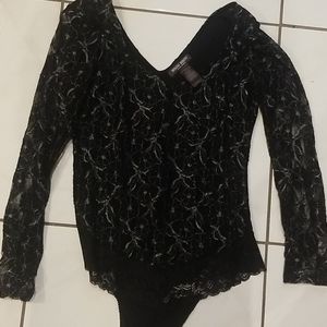 Bisou bisou sexy black lace body shirt